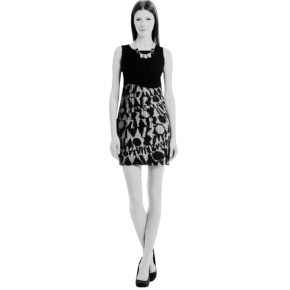 Missoni Spell it Out Mini Dress Y2K Black White Knit Sleeveless Shift Dress Sm - Picture 4 of 15